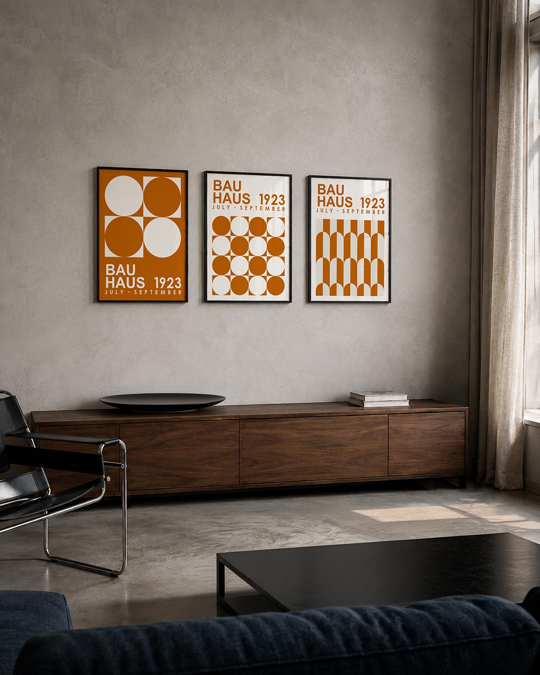 Cirkel en vierkant posterset – tweede productweergave – deze posterset in drie delen toont een harmonie van witte cirkels en