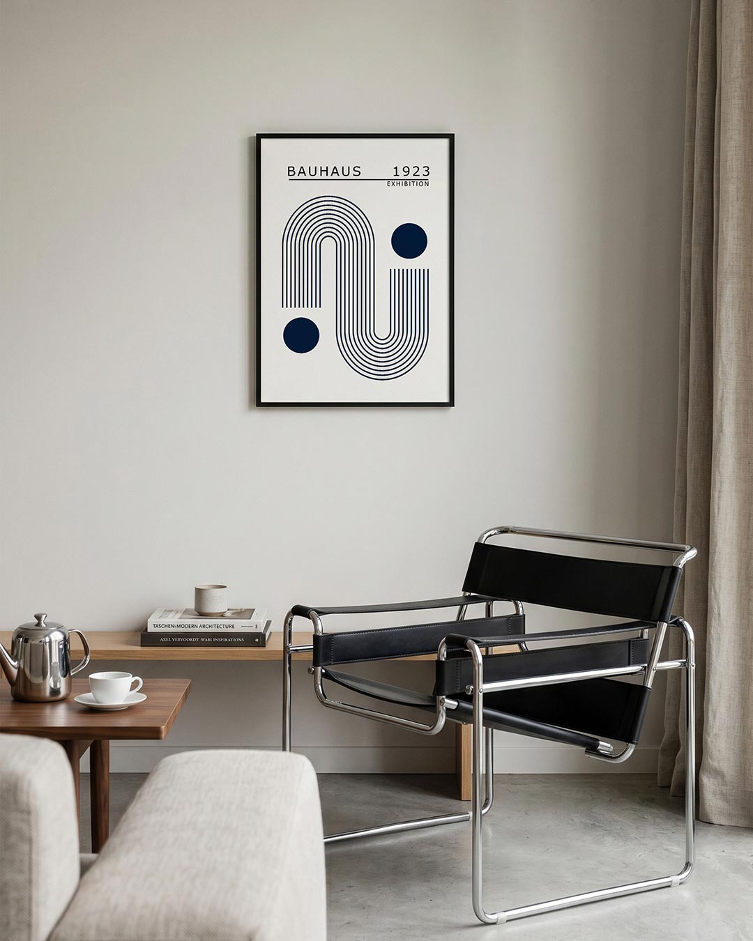 Lijnen en cirkels – geometrische Bauhaus poster in staand formaat