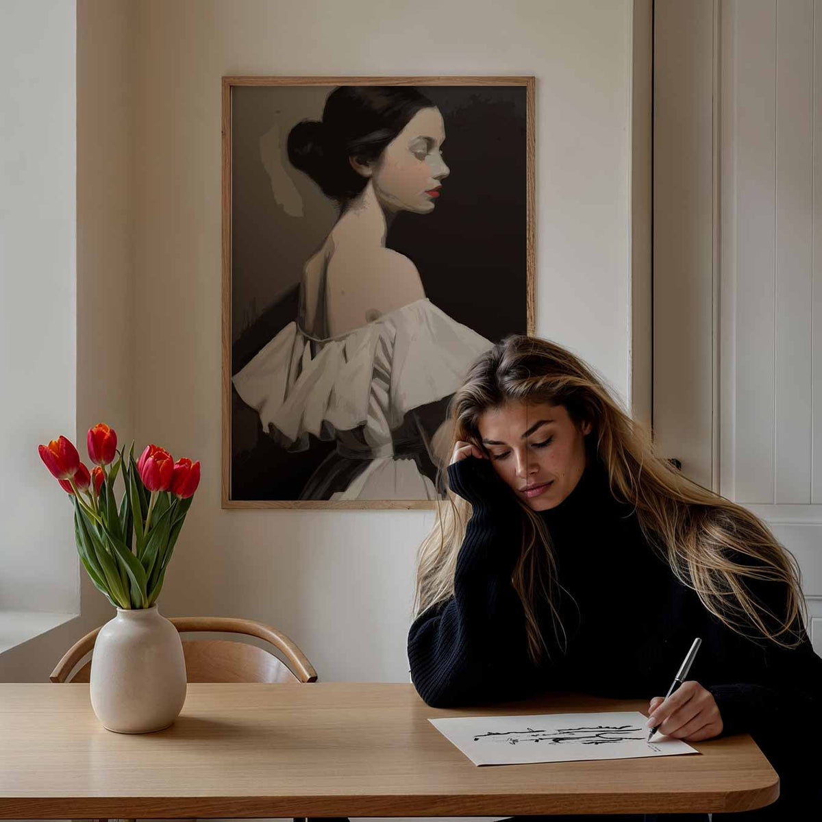 Elegante Vrouwelijke Schoonheid – paasposter in staand formaat