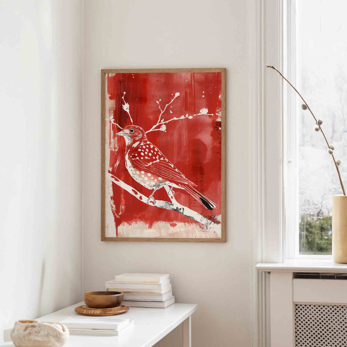 Vogel op tak – staande design wanddecoratie van WallArtistic
