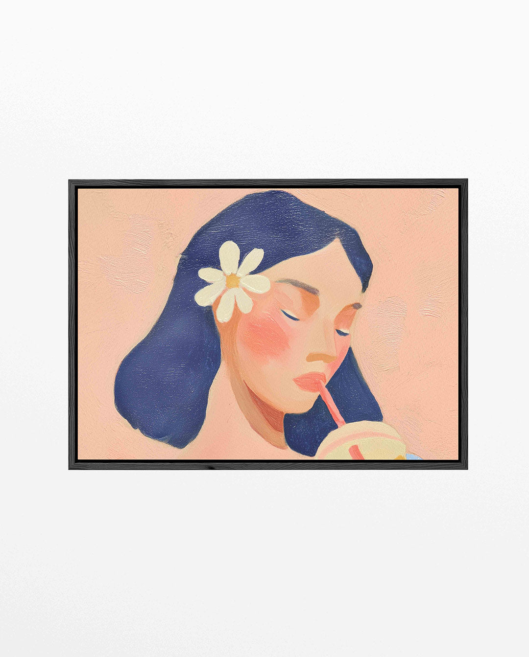 Dromerige vrouw – Liggende wanddecoratie – liggend portret kunstwerk