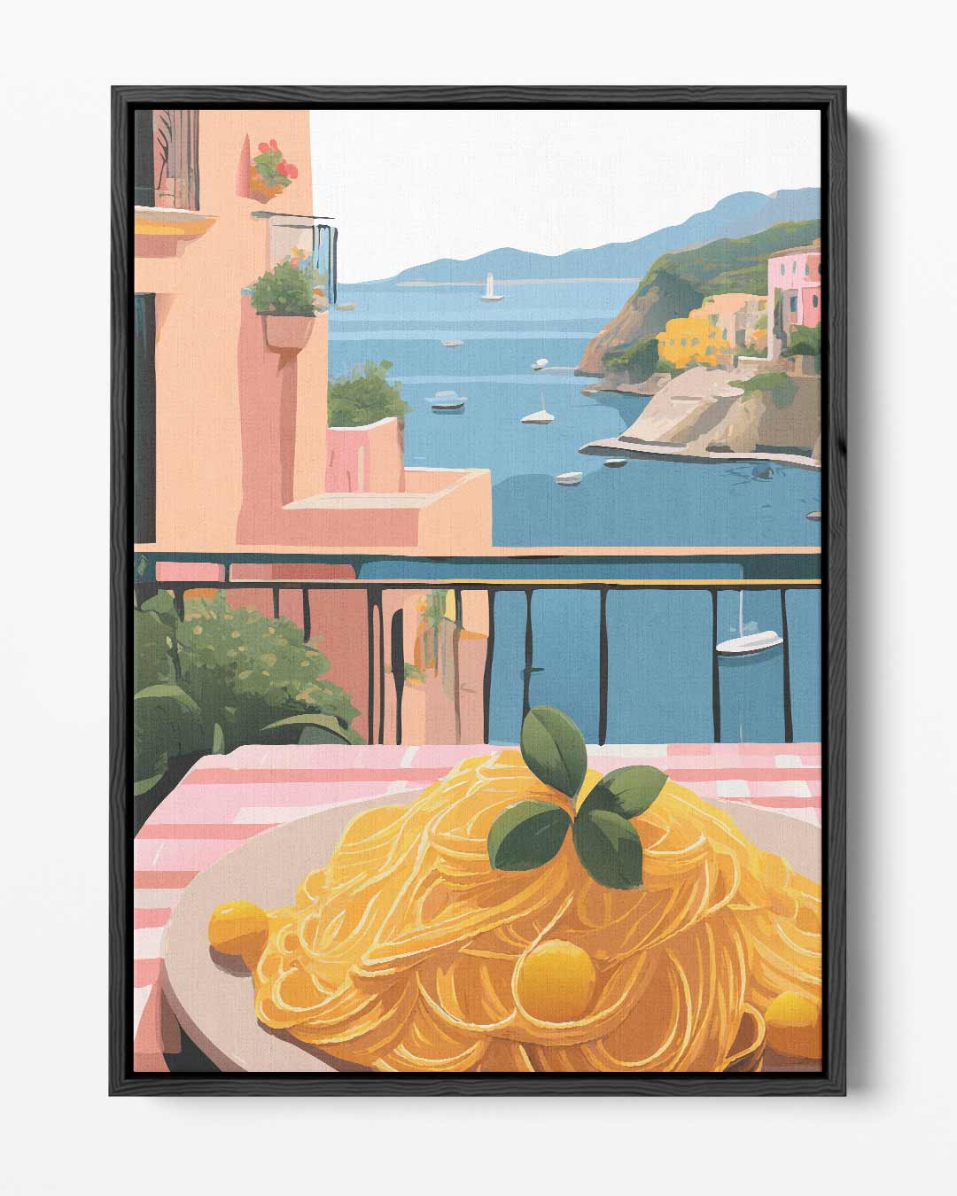 Mediterrane Zomerdroom – portret kunstwerk als wanddecoratie
