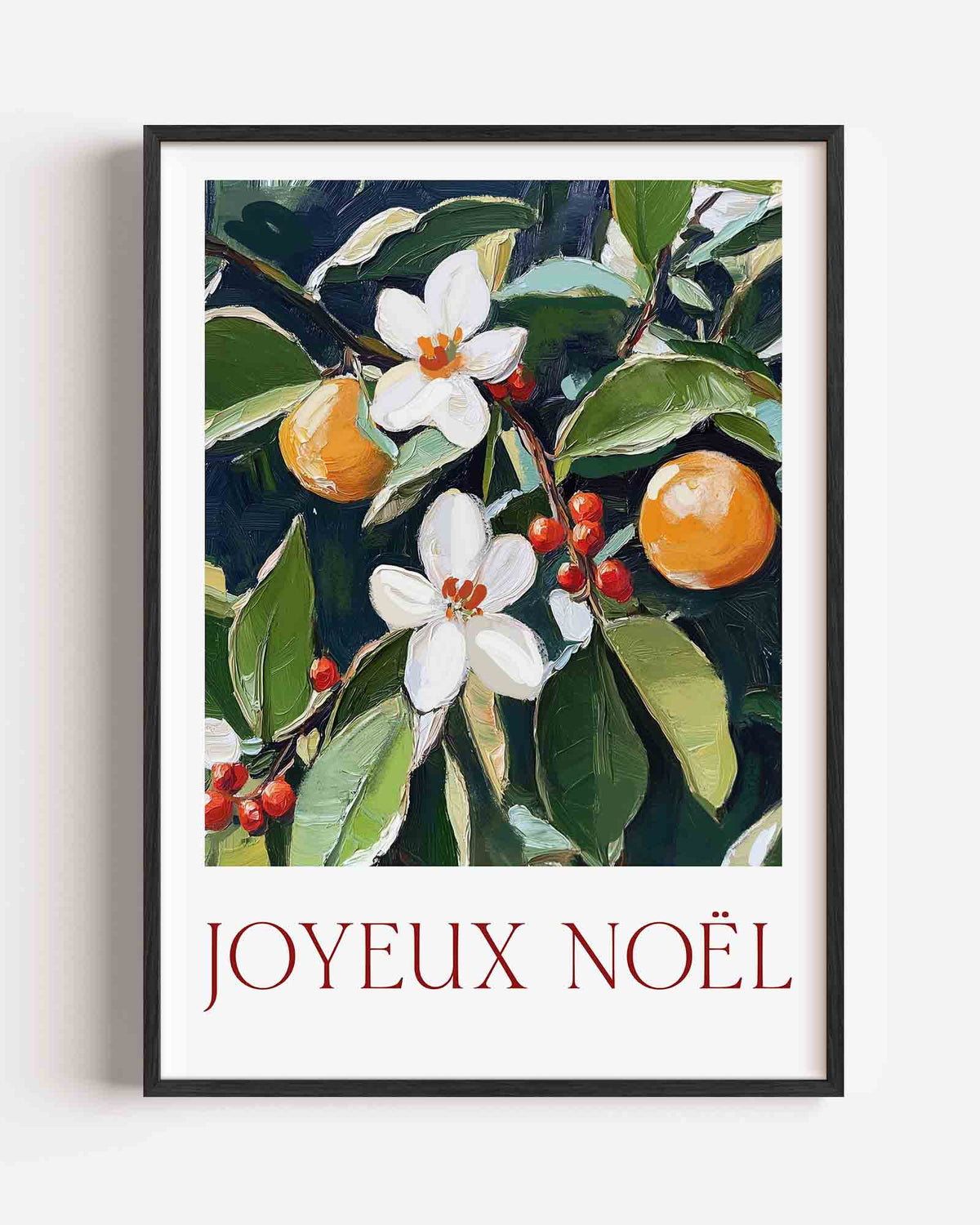 Joyeux noël bloemen en fruit – kerst portret poster als wanddecoratie