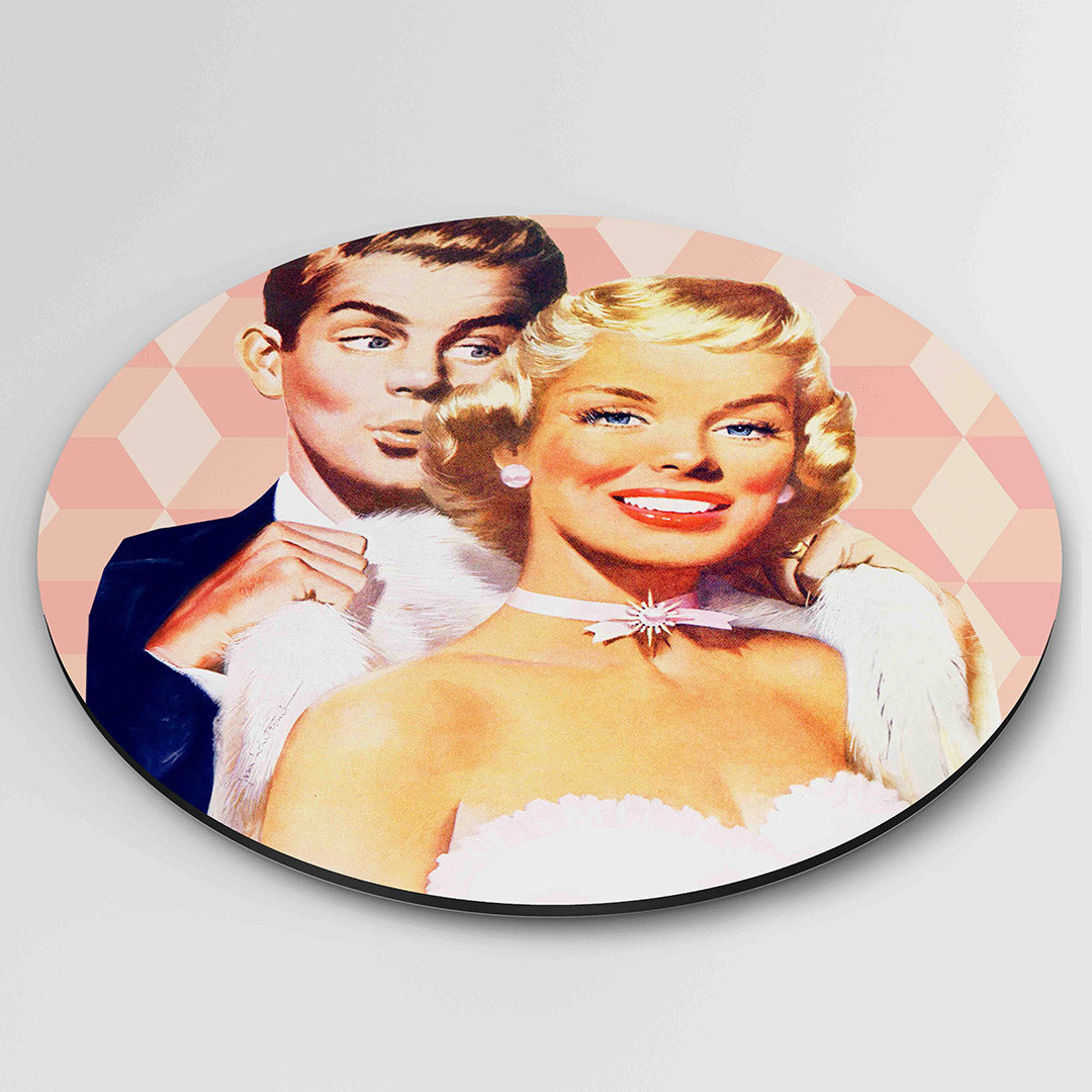 Retro koppel – Pop Art wandkunst als moderne muurcirkel