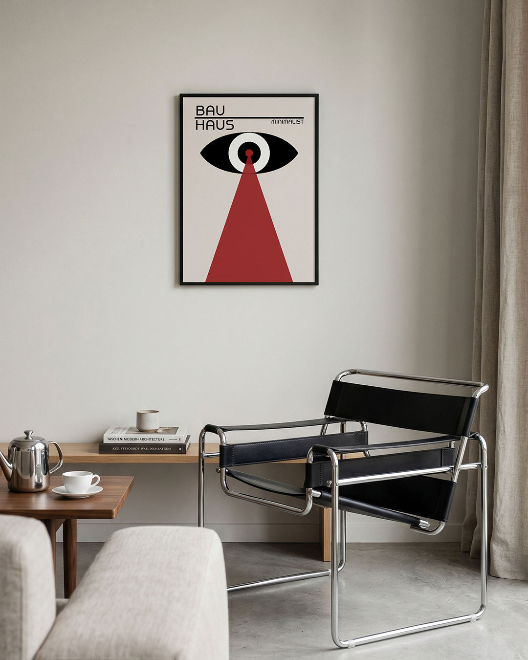 Oog en stralen – geometrische Bauhaus poster in staand formaat