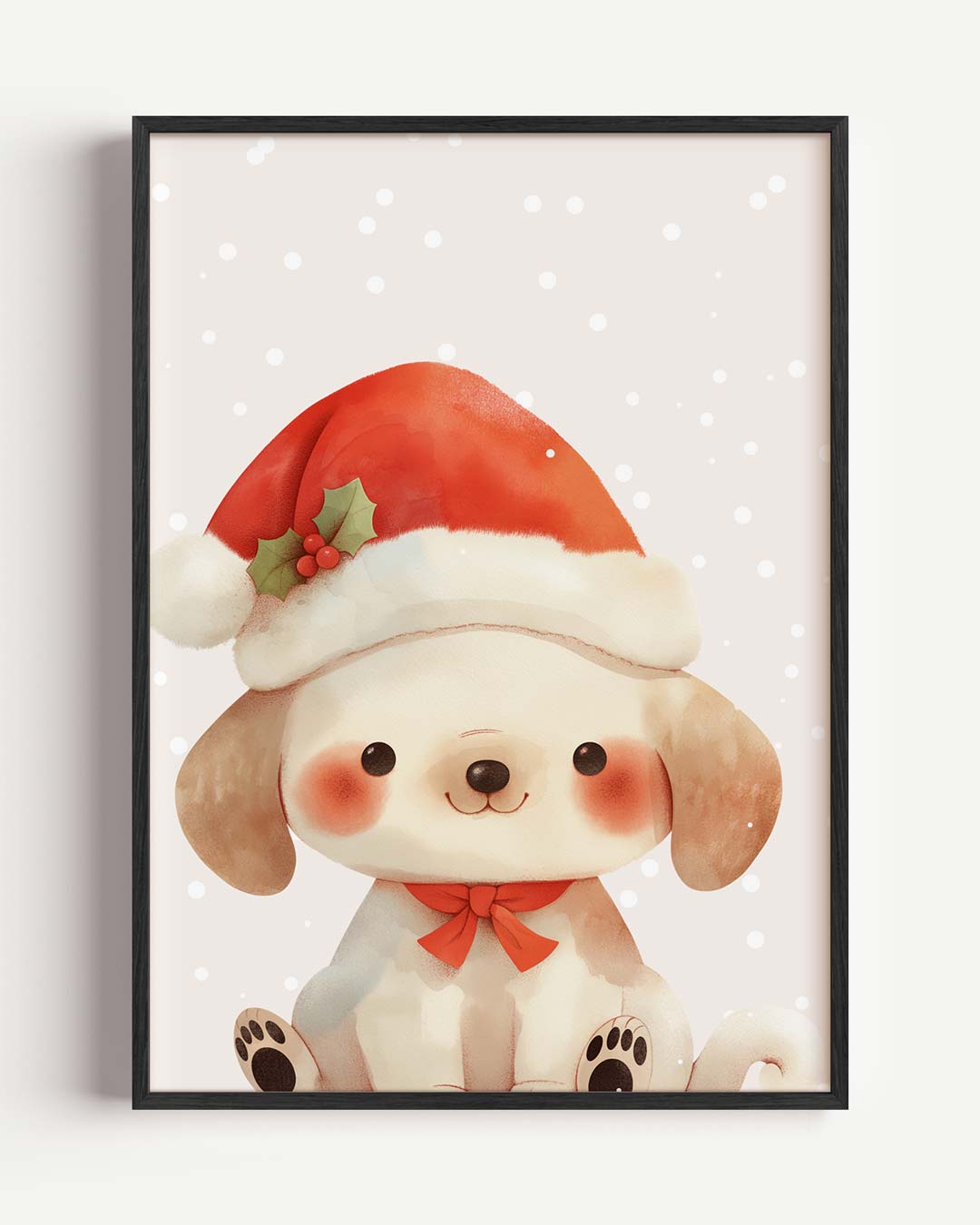 Schattige Kerst Puppy – kids portret poster als wanddecoratie