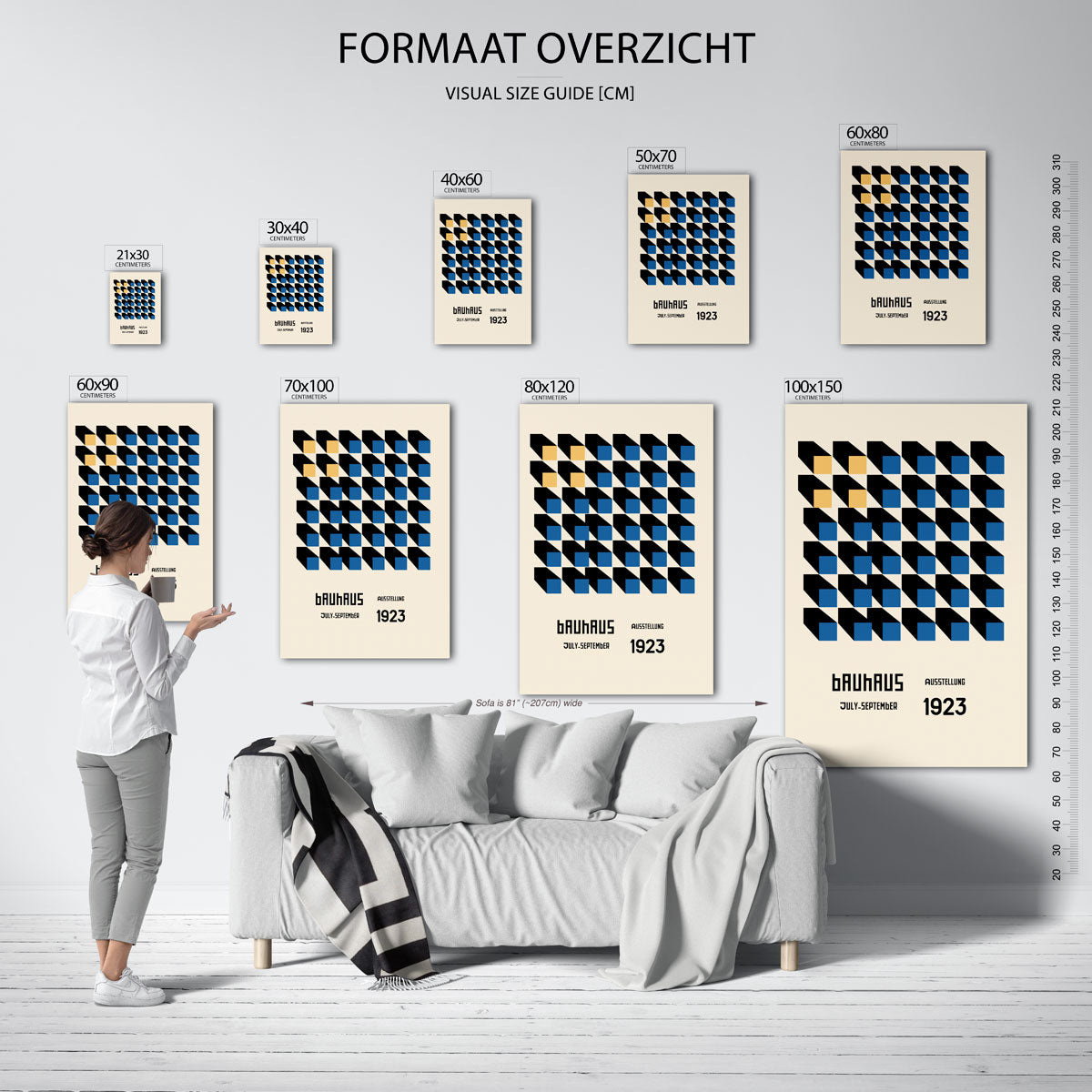 Vorm en schaduw – geometrische poster in Bauhaus-stijl van WallArtistic