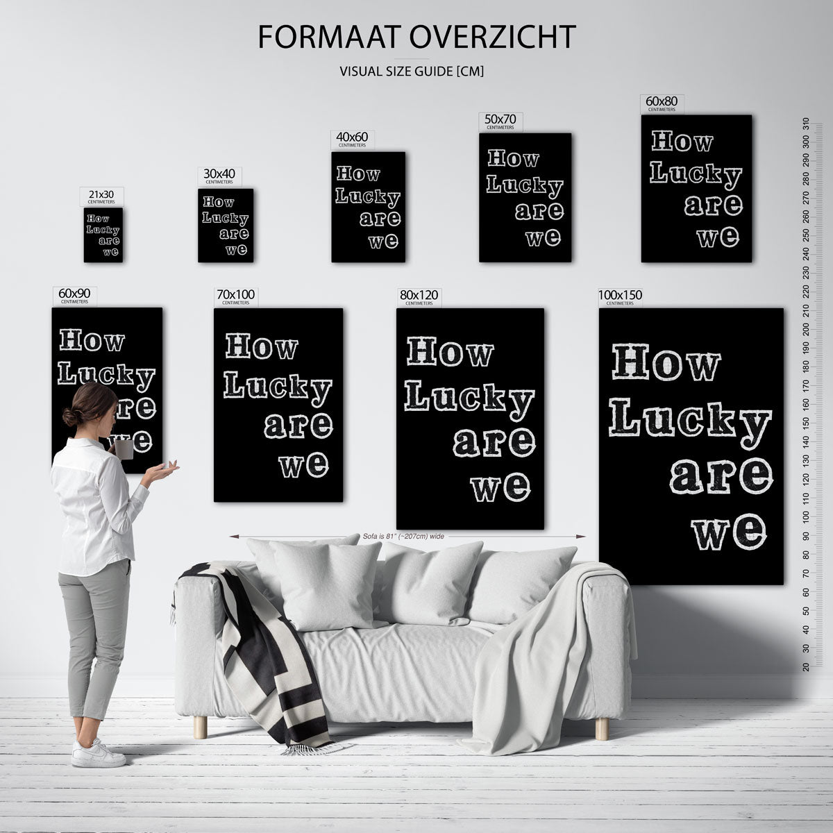 How lucky are we – staande muurposter in Pop Art stijl