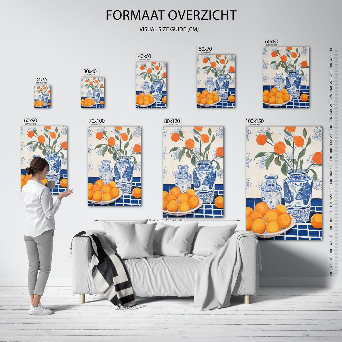 Bloemen en fruit – staande muurposter met bloemen