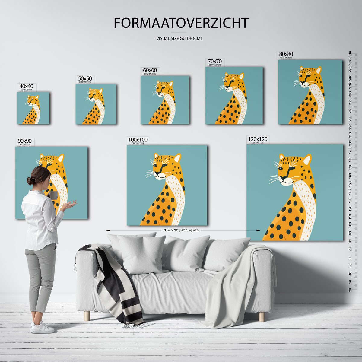 Luipaard illustratie – vierkante muurposter voor de kinderkamer