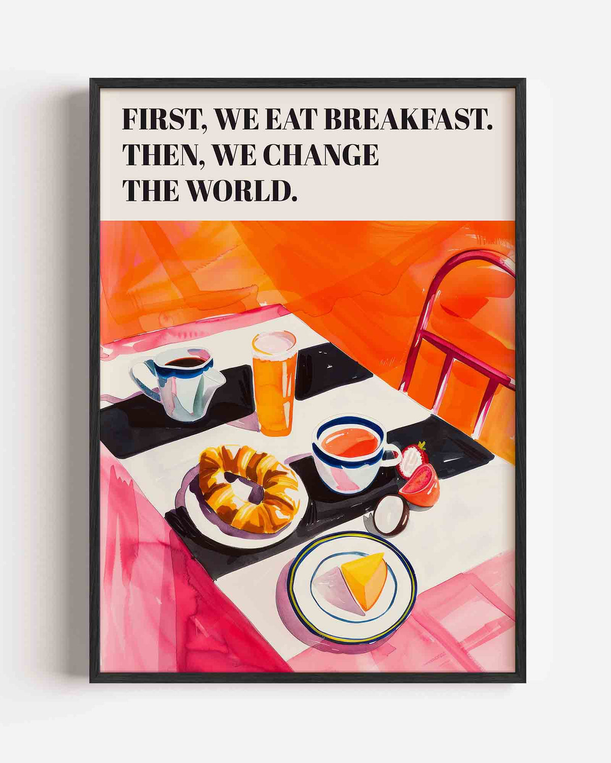 Ontbijttafel met tekst – keuken portret poster als wanddecoratie