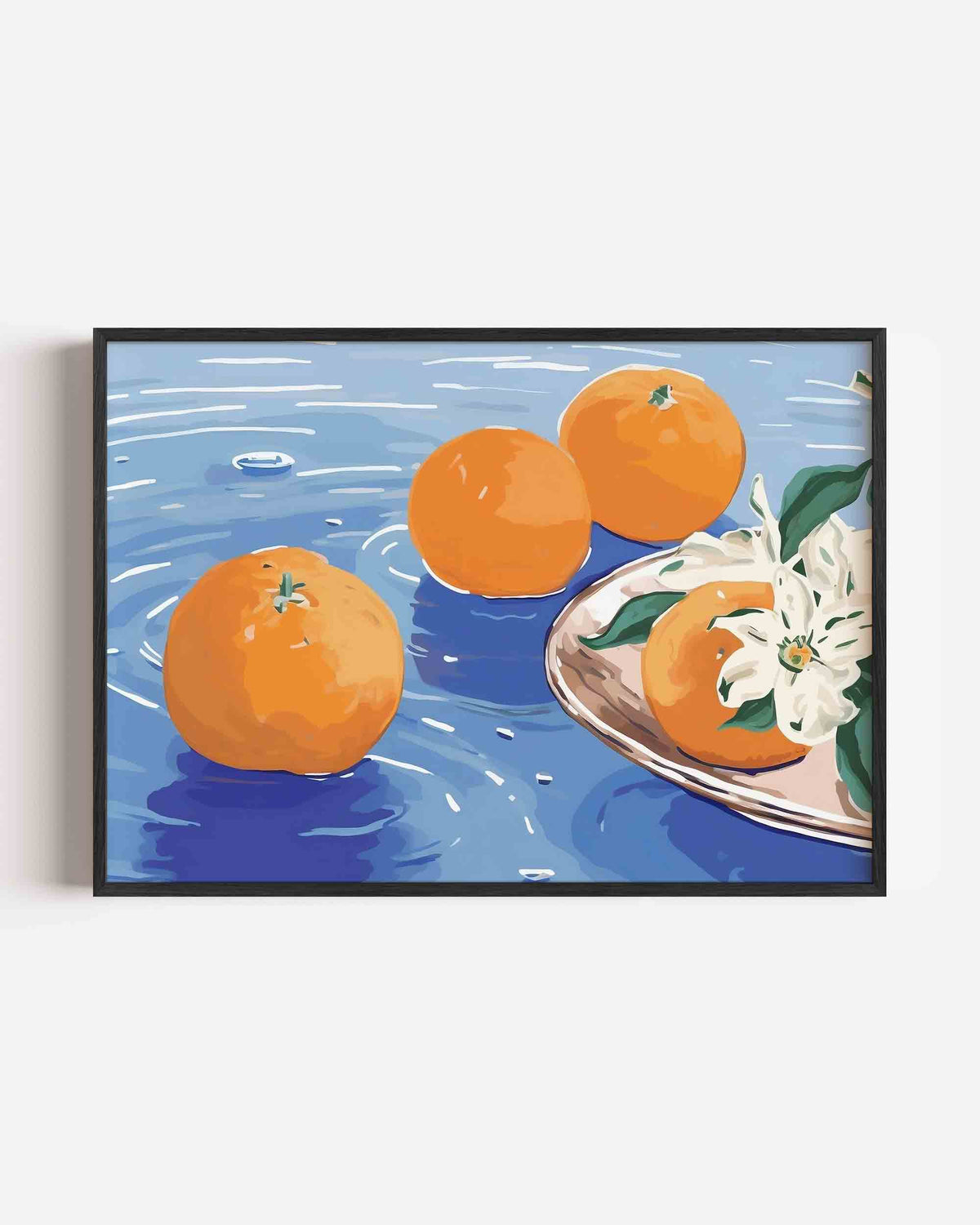 Sinaasappels op blauw – keuken landscape poster als wanddecoratie