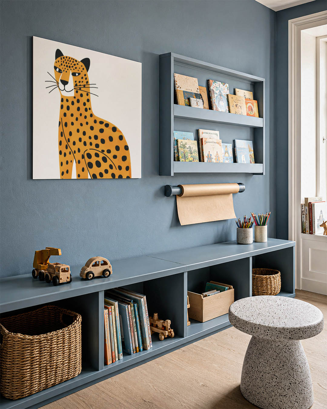 Gestileerde luipaard illustratie kunstwerk – detailweergave – dit kunstwerk toont een gestileerde luipaard met een oranje