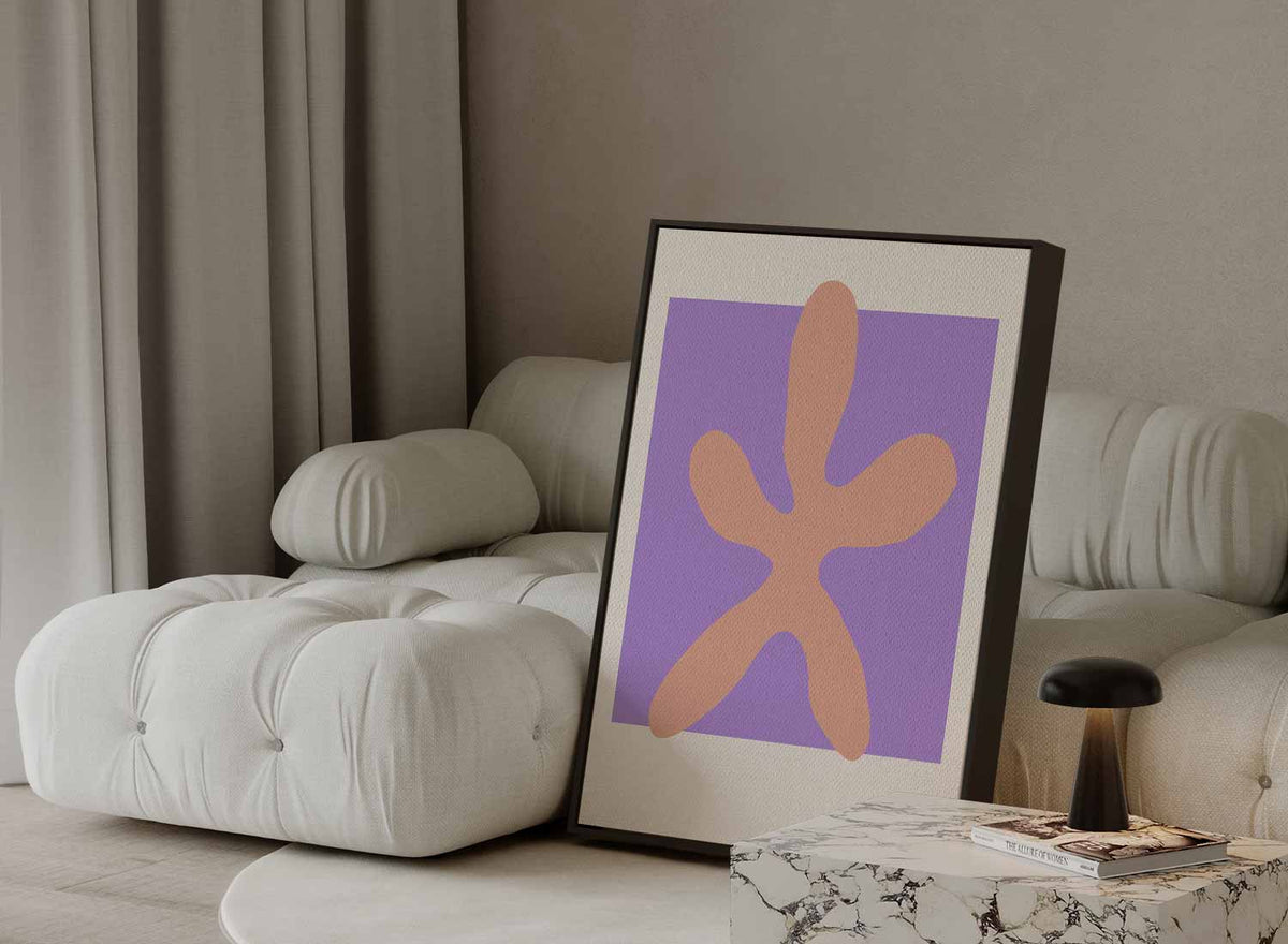 Zachte Vorm op Paarse Achtergrond – canvas kunstwerk als wanddecoratie
