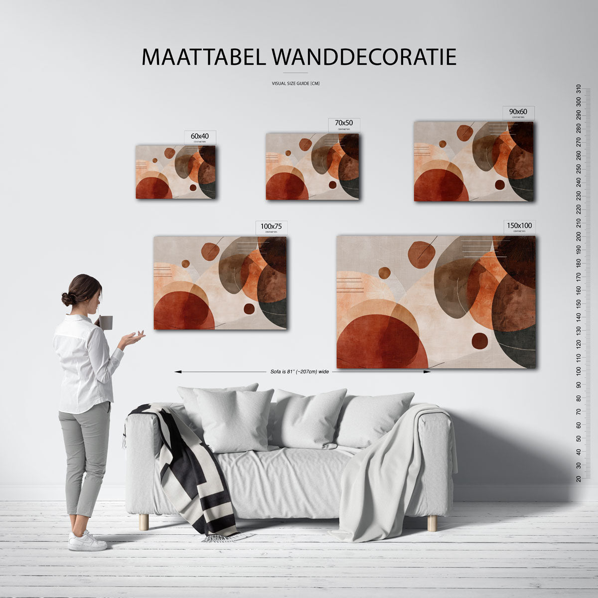 Organische vormen compositie – Lijnen – moderne liggende wandkunst