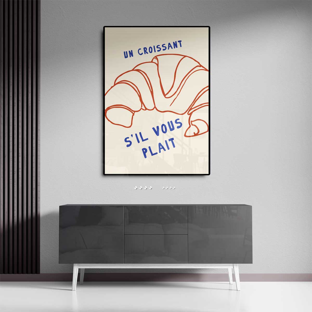 Franse Croissant Poster – dibond wanddecoratie in staand formaat