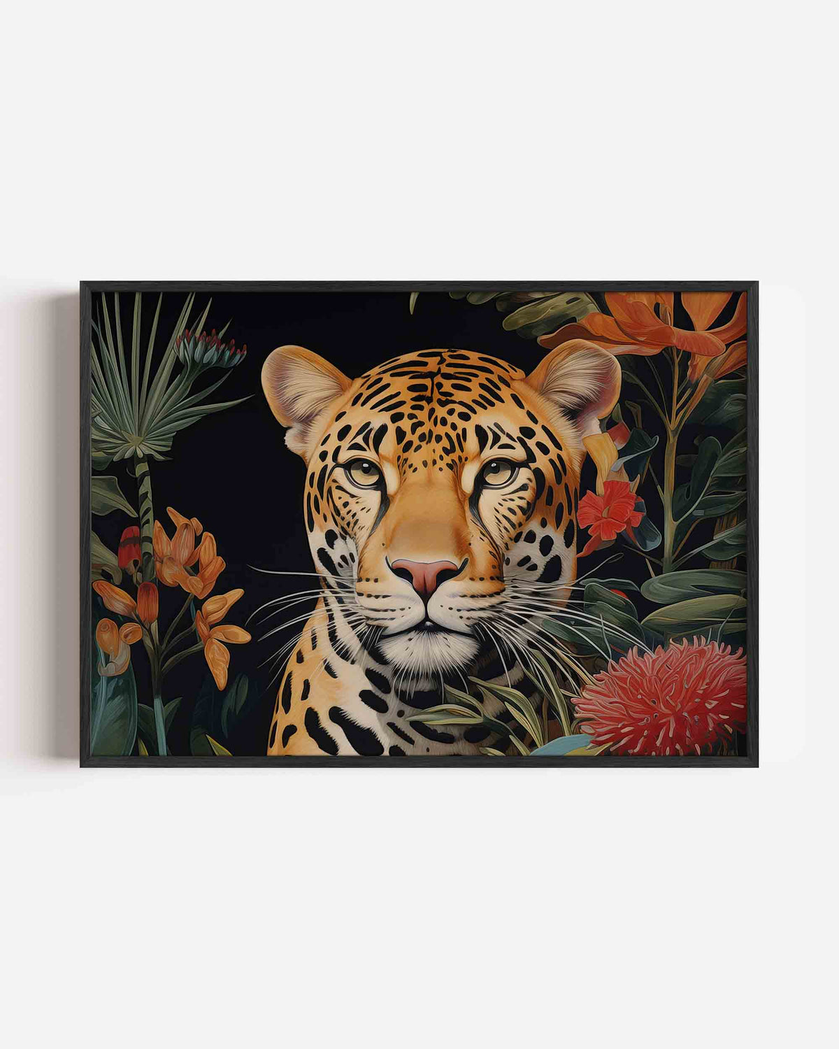 Luipaard met bloemen – jungle landscape poster als wanddecoratie