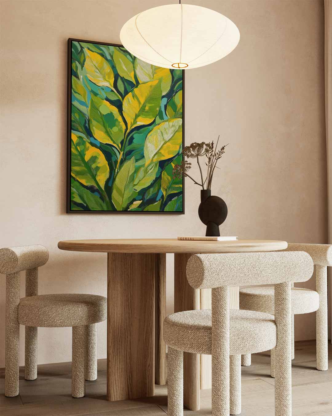 Groene Bladeren Sfeer – staande wandkunst voor woonkamer of interieur