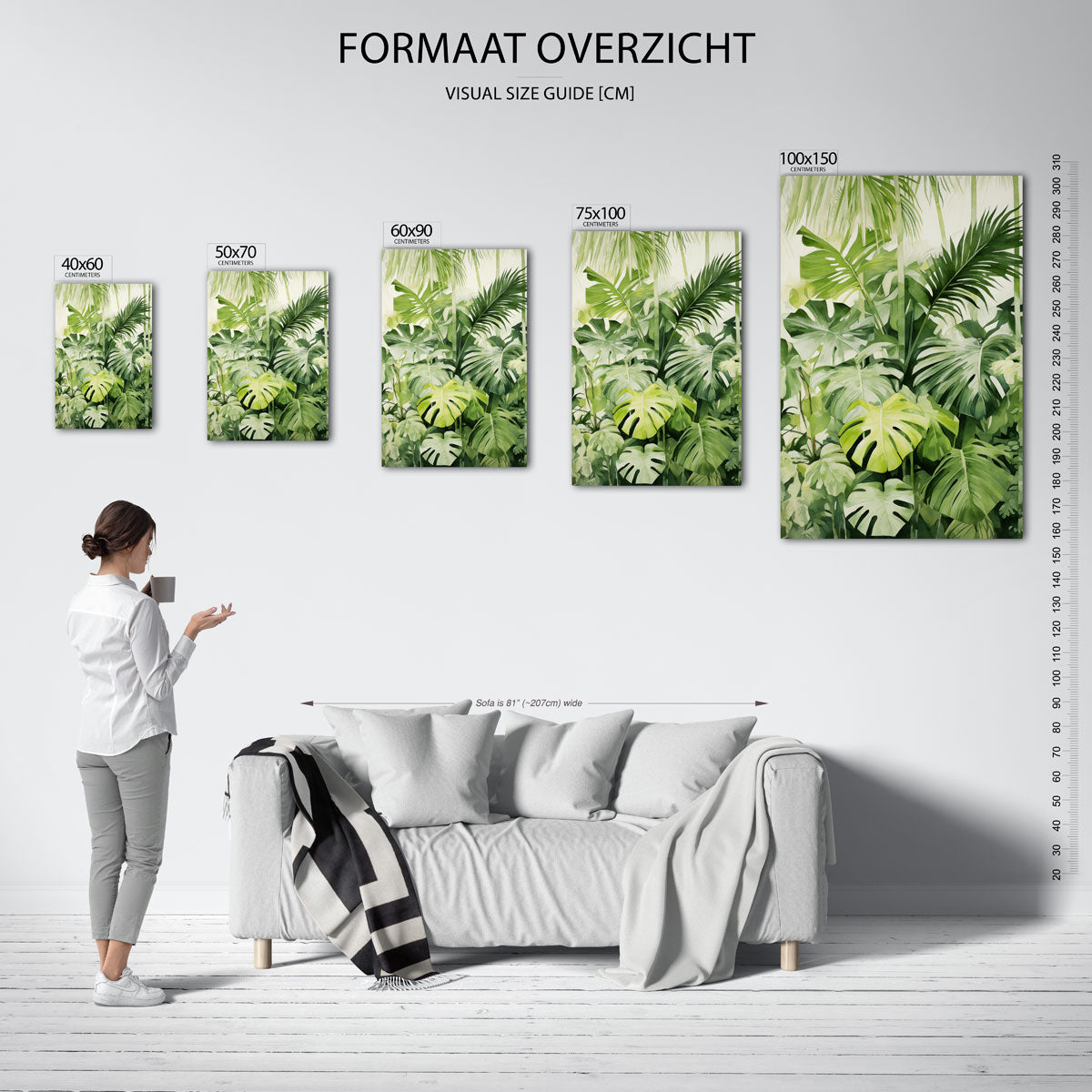 Weelderige bladeren – staand wanddecoratie kunstwerk