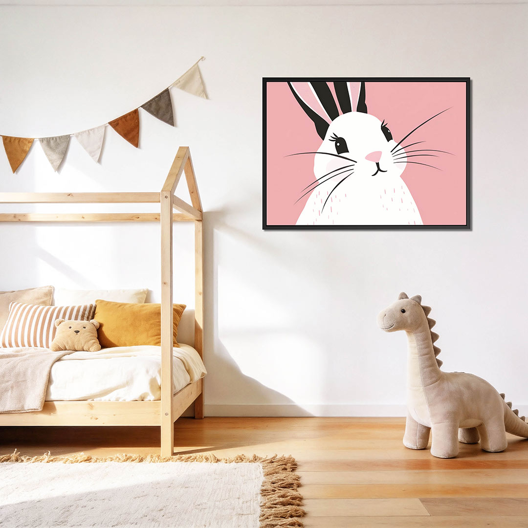 Speelse konijn illustratie – Kinder kunstwerk – op canvas, dibond of plexiglas