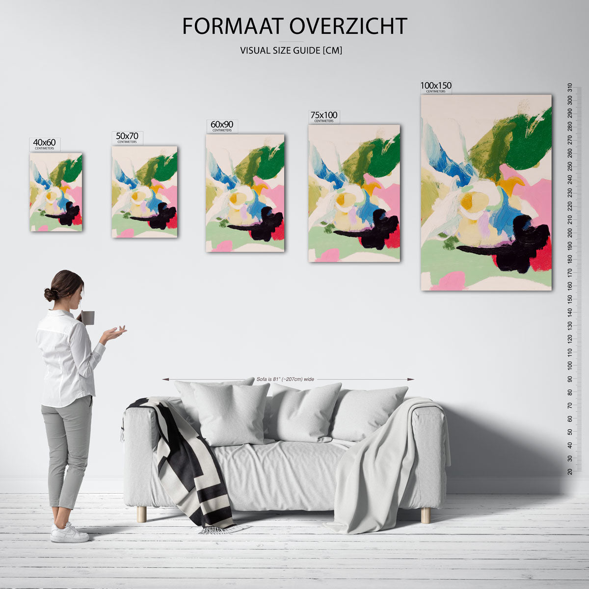 Kleurrijke vormen – Wanddecoratie kunstwerk – moderne staande wandkunst