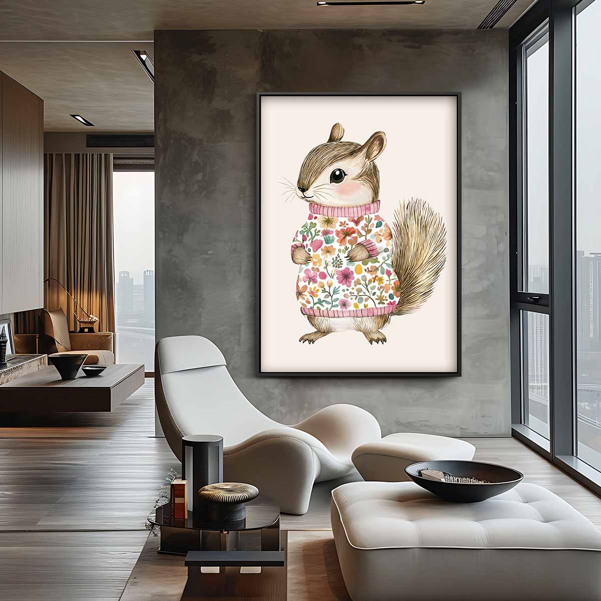 Bloemenegel in Trui – canvas wanddecoratie in portret formaat