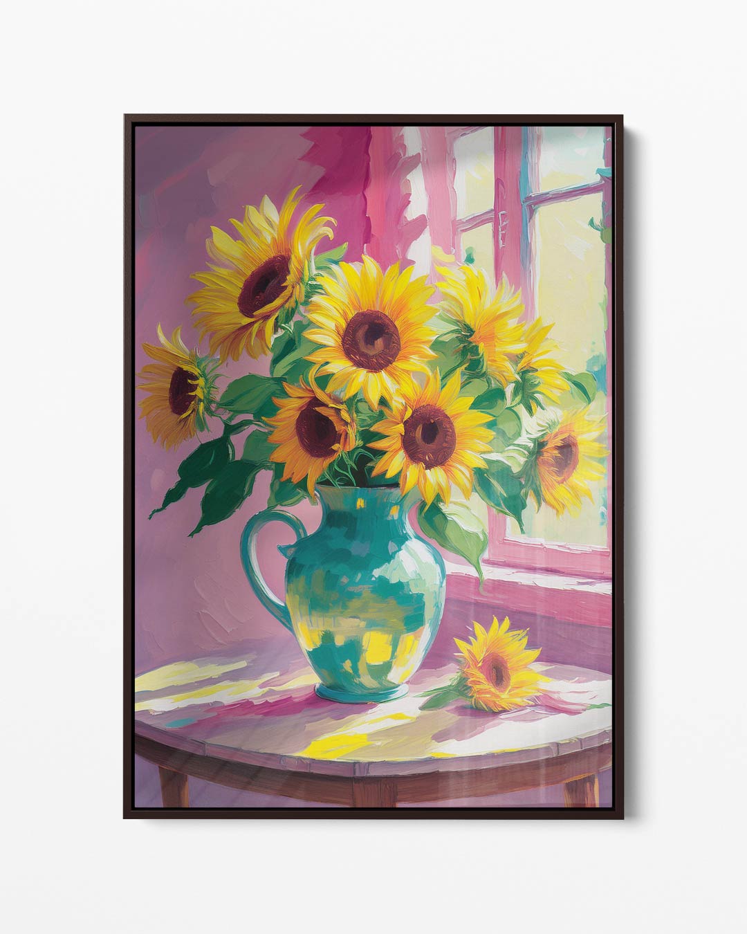 Stralende Zonnebloemen in Vaas – portret kunstwerk als wanddecoratie