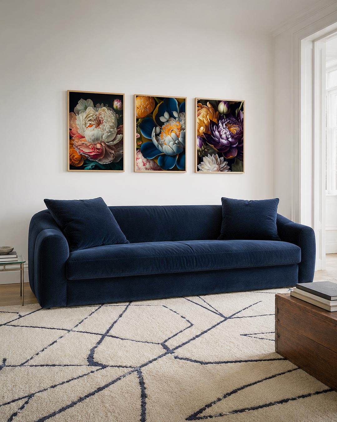 Bloemrijke pracht driedelige posterset – deze driedelige postercombinatie toont weelderige bloemen