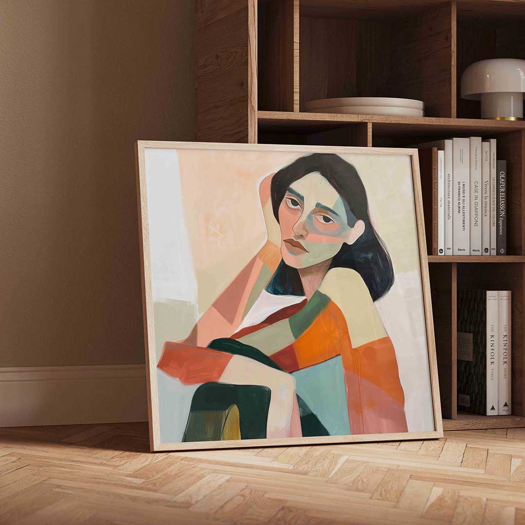 Vrouwelijk portret – moderne wandkunst als vierkante poster