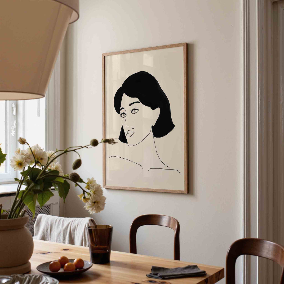 Vrouwelijk portret – eigentijdse illustratie poster in staand formaat