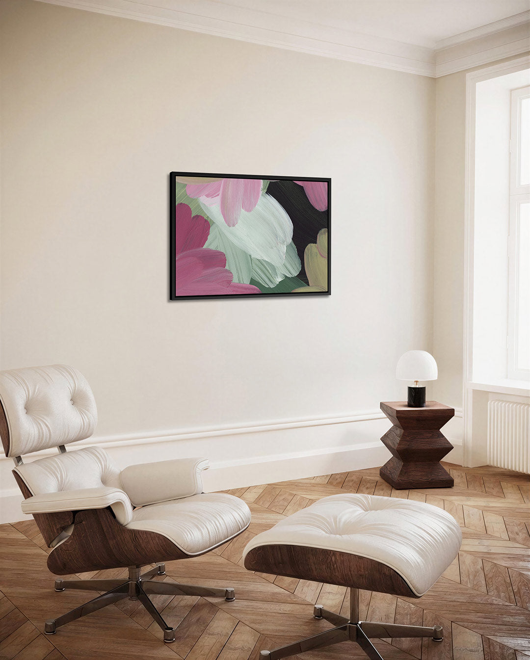 Vloeiende kleurencompositie – Roze – alternatieve weergave van het kunstwerk