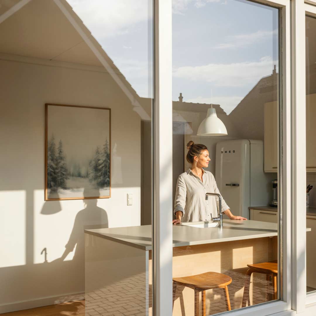 Sneeuwlandschap met sparren – staande kerst wanddecoratie van WallArtistic