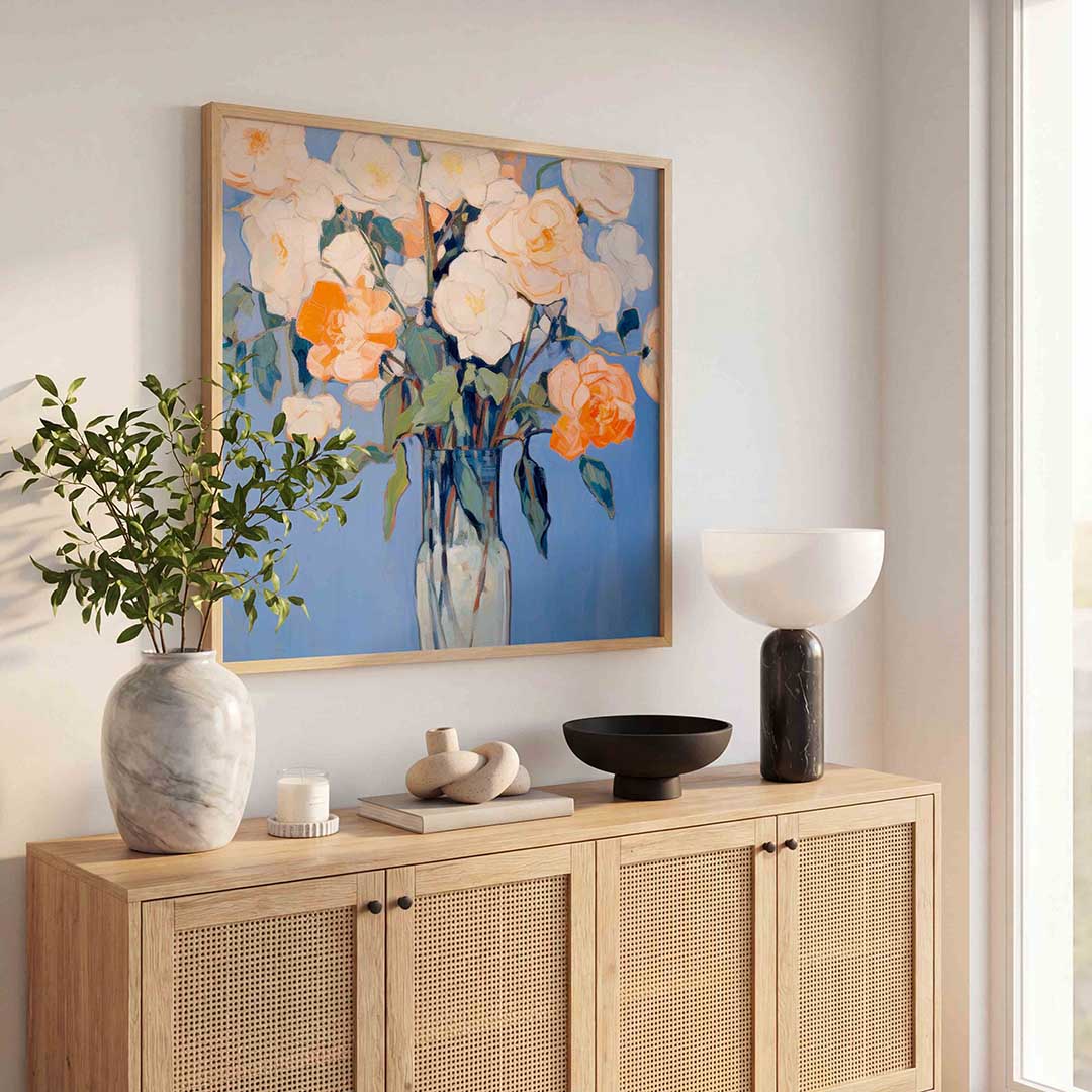 Bloemen in vaas – illustratie poster in vierkant formaat
