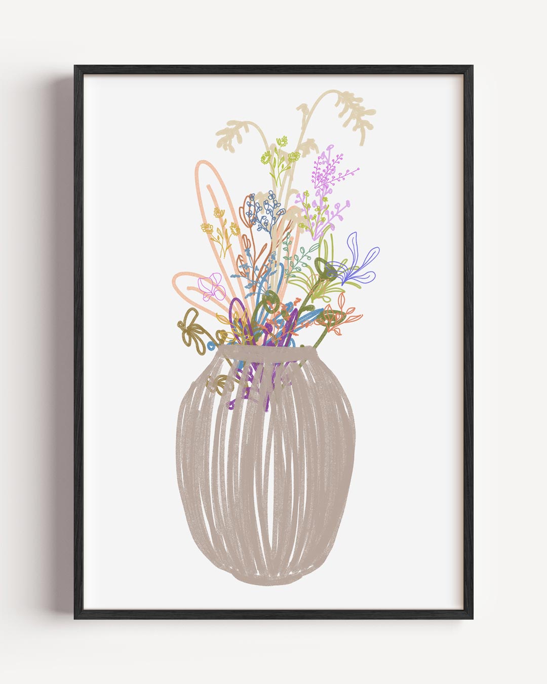 Schilderachtige bloemenpracht in vaas – bloemen portret poster als wanddecoratie