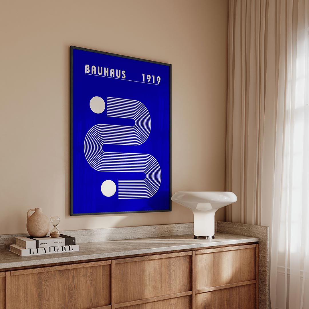 Lijnen en vlakken – geometrische Bauhaus poster in staand formaat