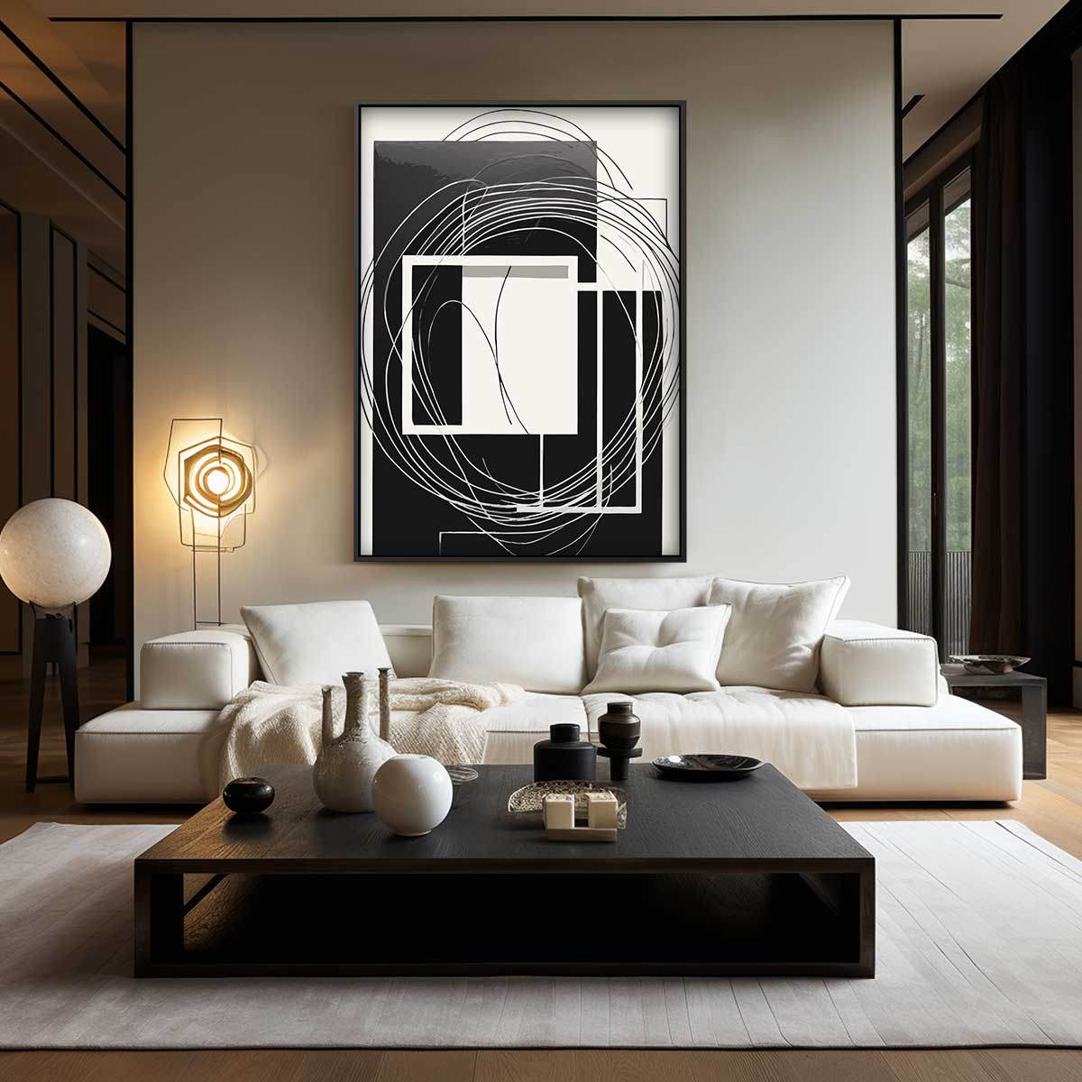 Abstracte Zwart-Wit Harmonie – modern portret kunstwerk van WallArtistic