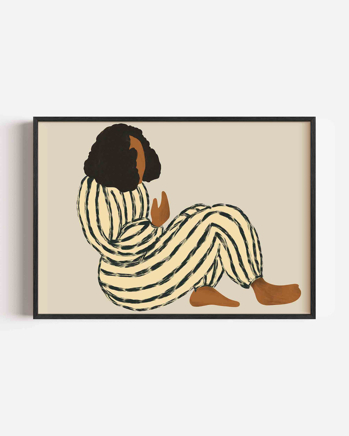 Zittende figuur met strepen – vrouwelijk portret als landscape poster