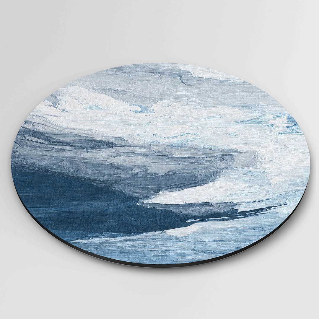 Blauwe lucht en wolken – portret wandkunst als muurcirkel van WallArtistic