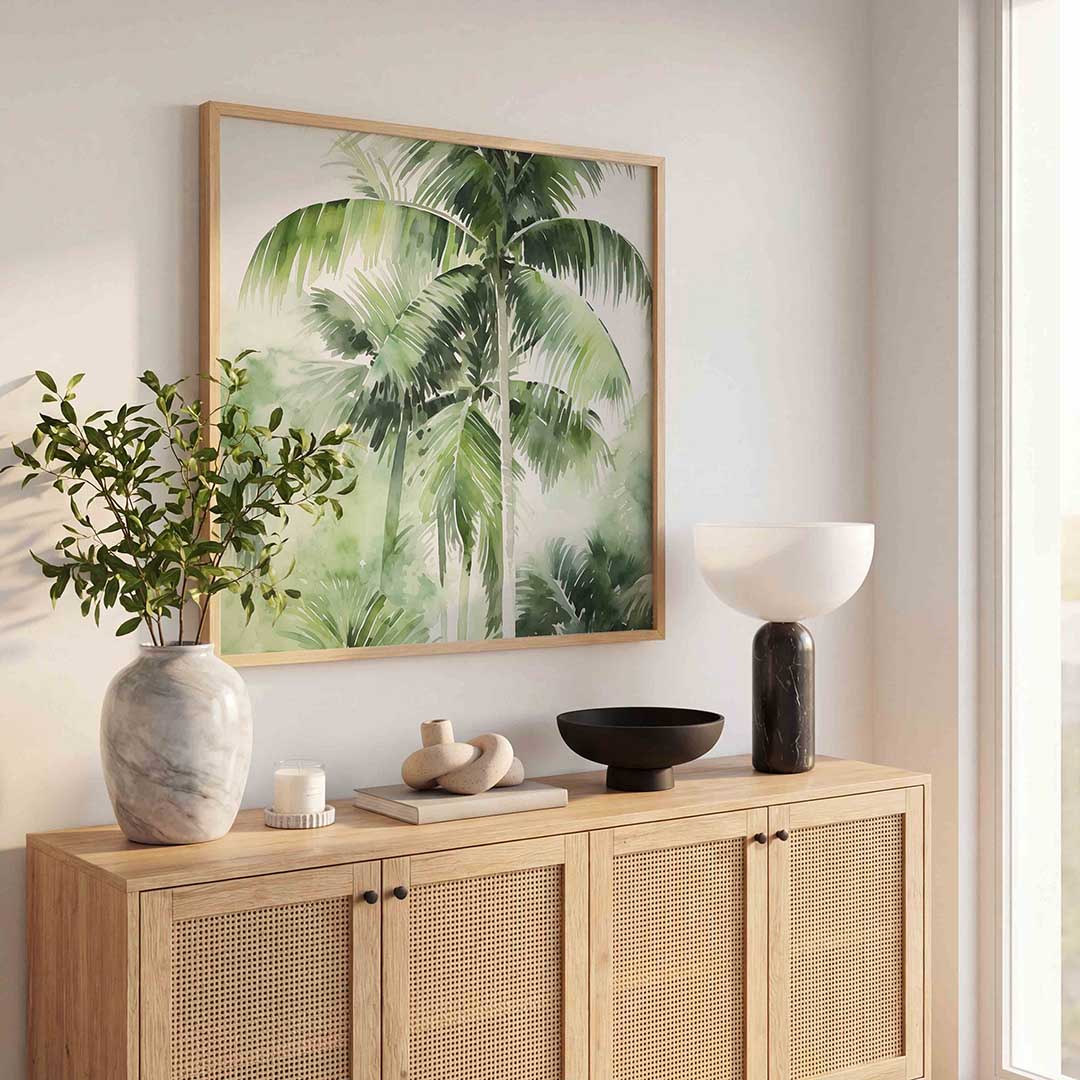 Tropische palmbomen – tropische poster in vierkant formaat
