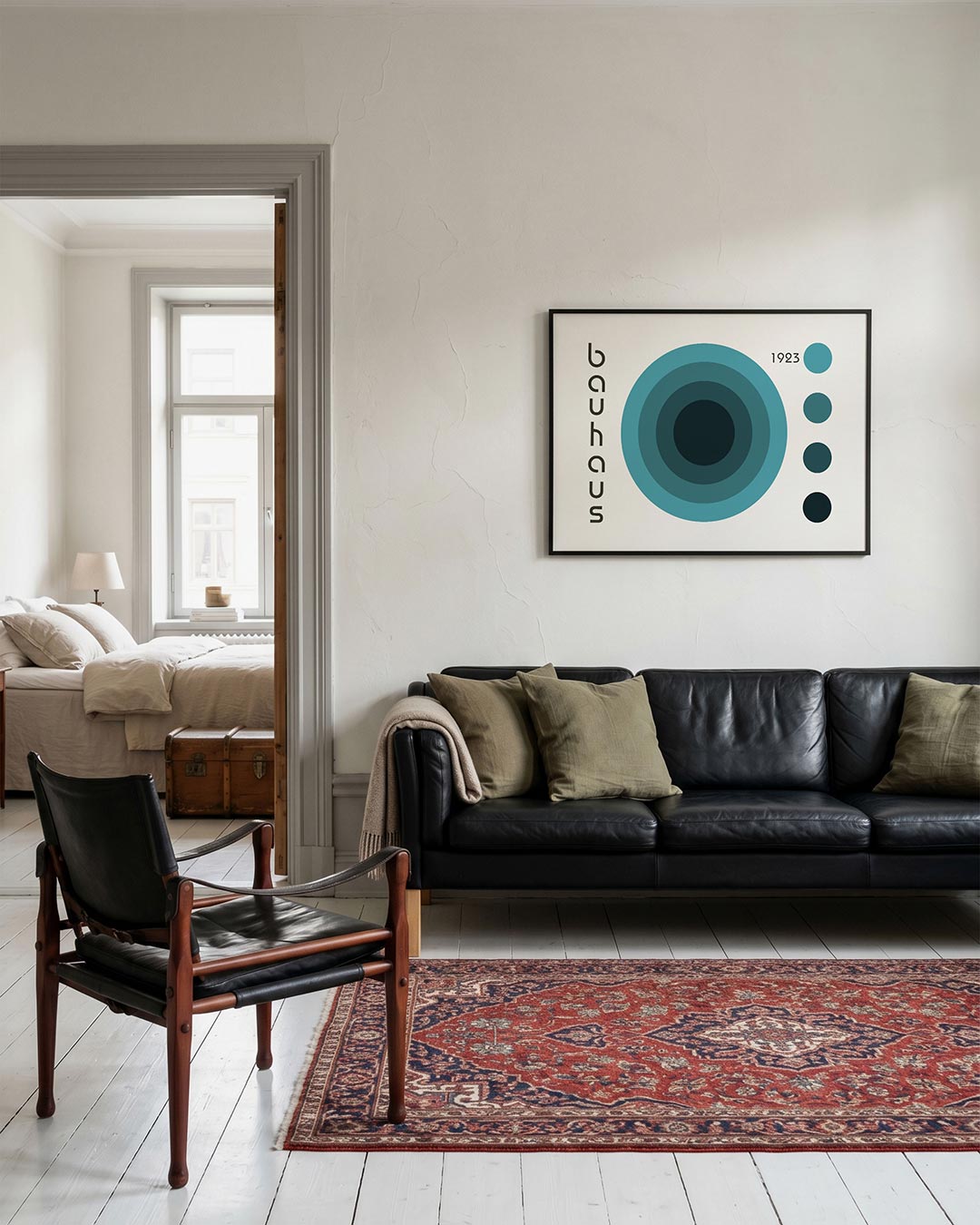 Cirkelvormen en lijnen – geometrische Bauhaus poster in liggend formaat