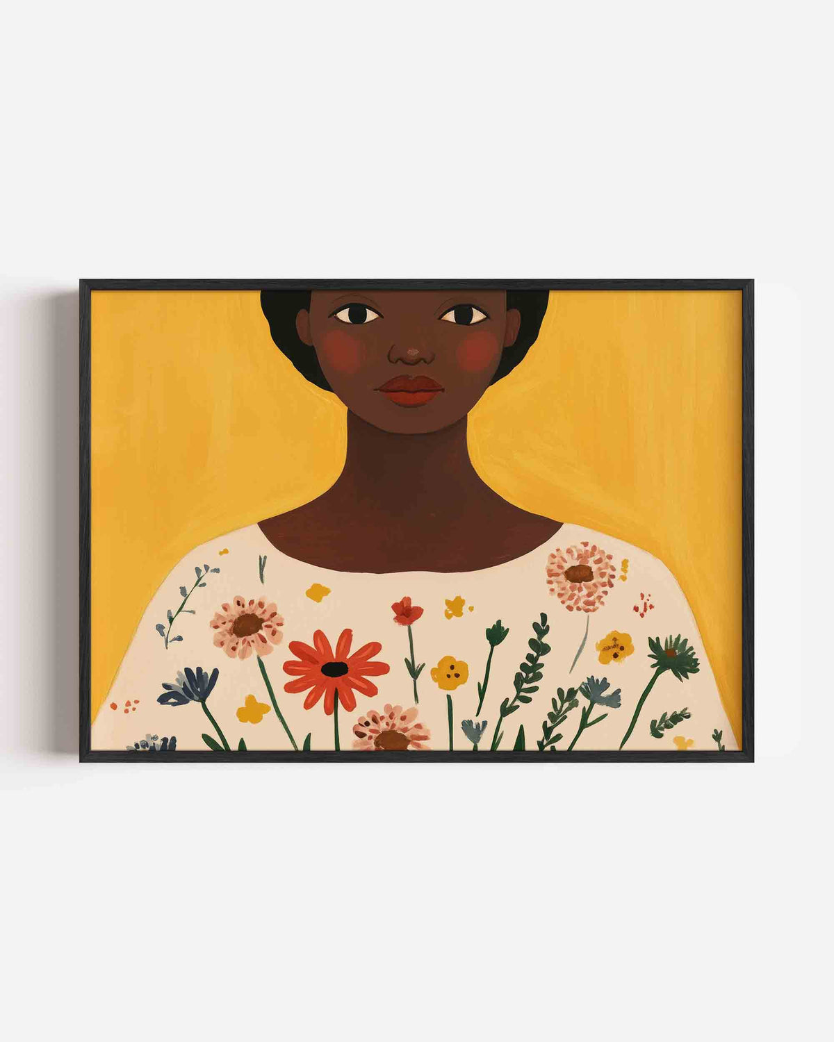 Vrouw met bloemen – hedendaagse illustratie poster in landscape formaat