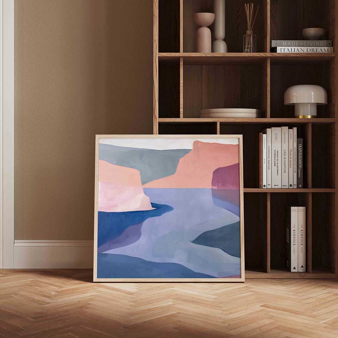 Abstracte landschapsvormen – vierkante design wanddecoratie van WallArtistic