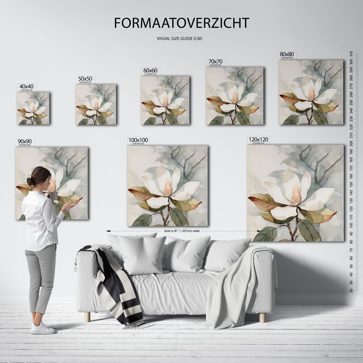 Abstracte – vierkante muurposter met bloemen