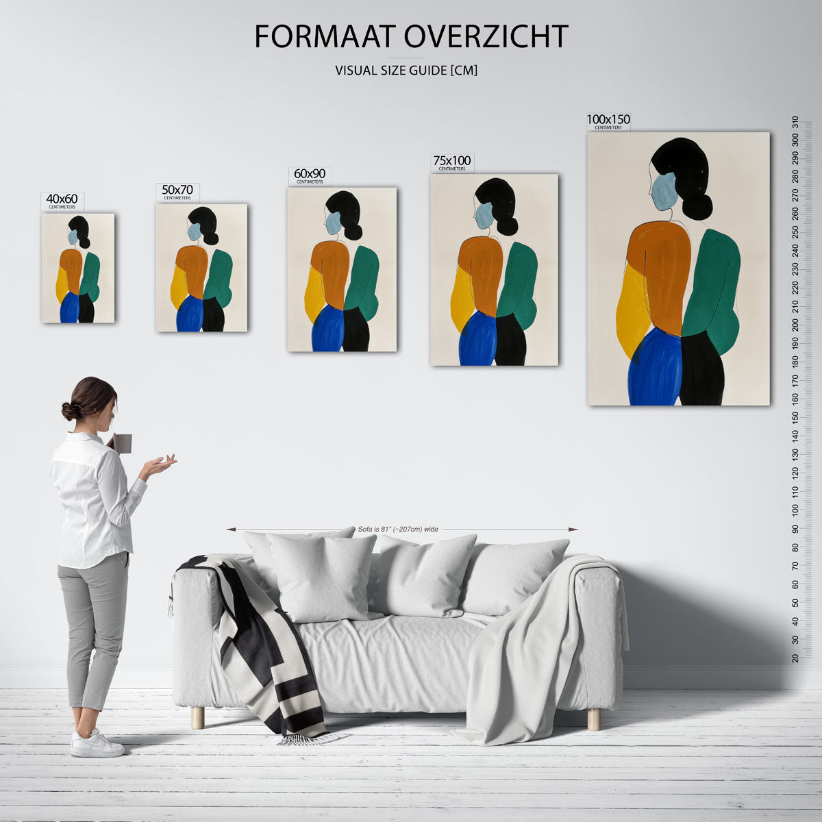 Kleurrijke figuren – staand wanddecoratie kunstwerk