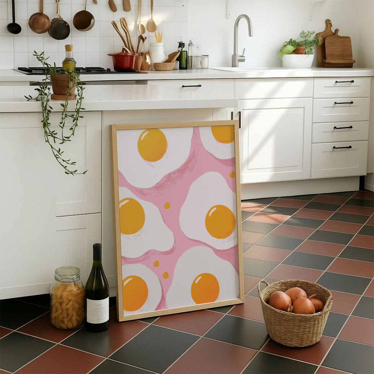 Sunny Side Up Fun – staande muurposter voor keuken of eethoek