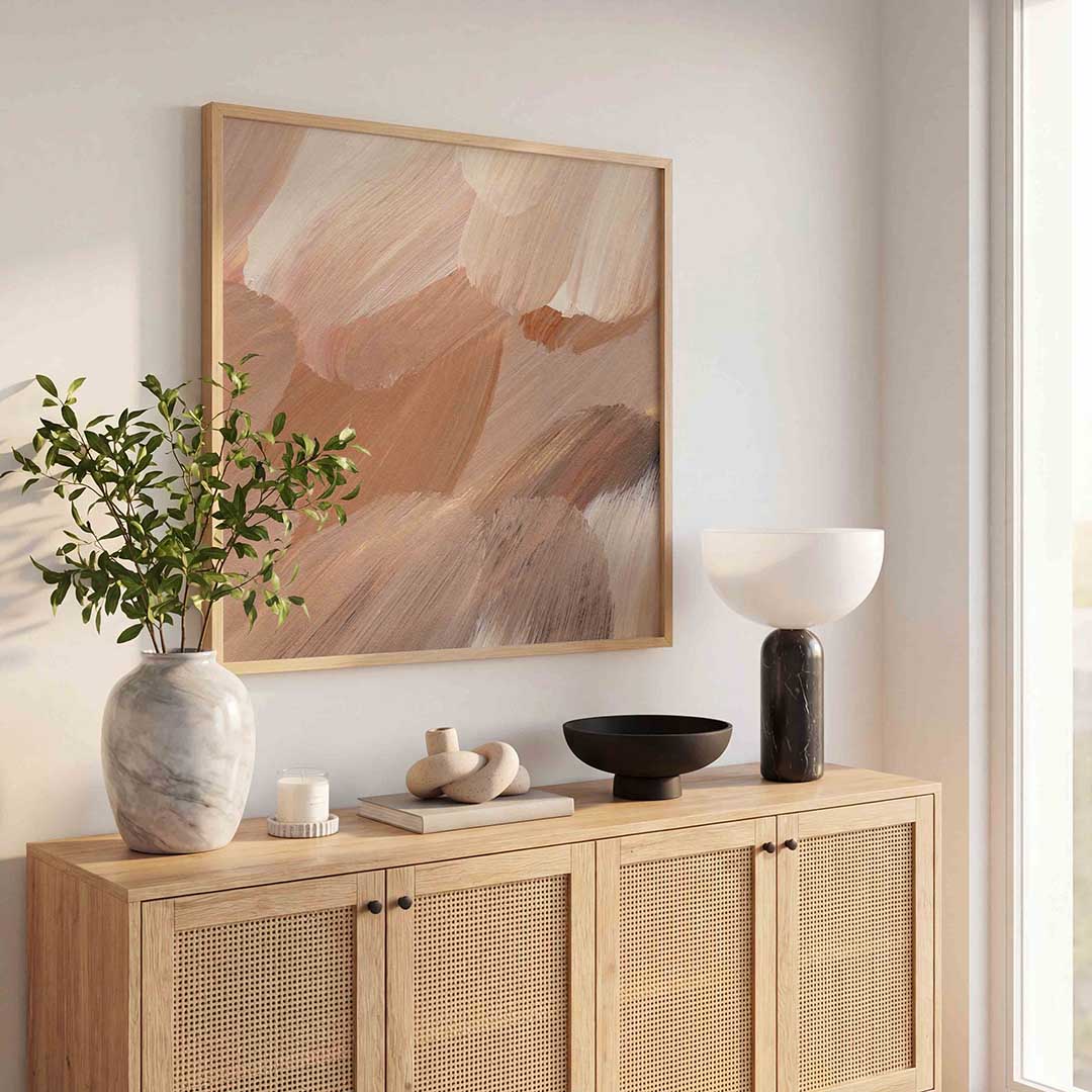 Abstracte penseelstreken – schilderkunst als moderne vierkante poster