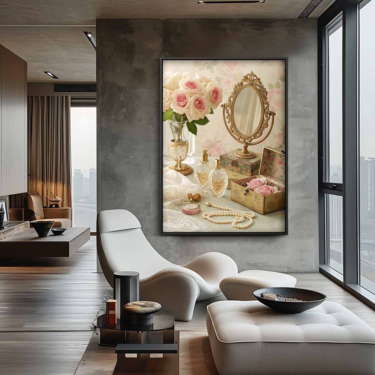 Vintage Rozen Sierlijst – staand kunstwerk voor modern interieur