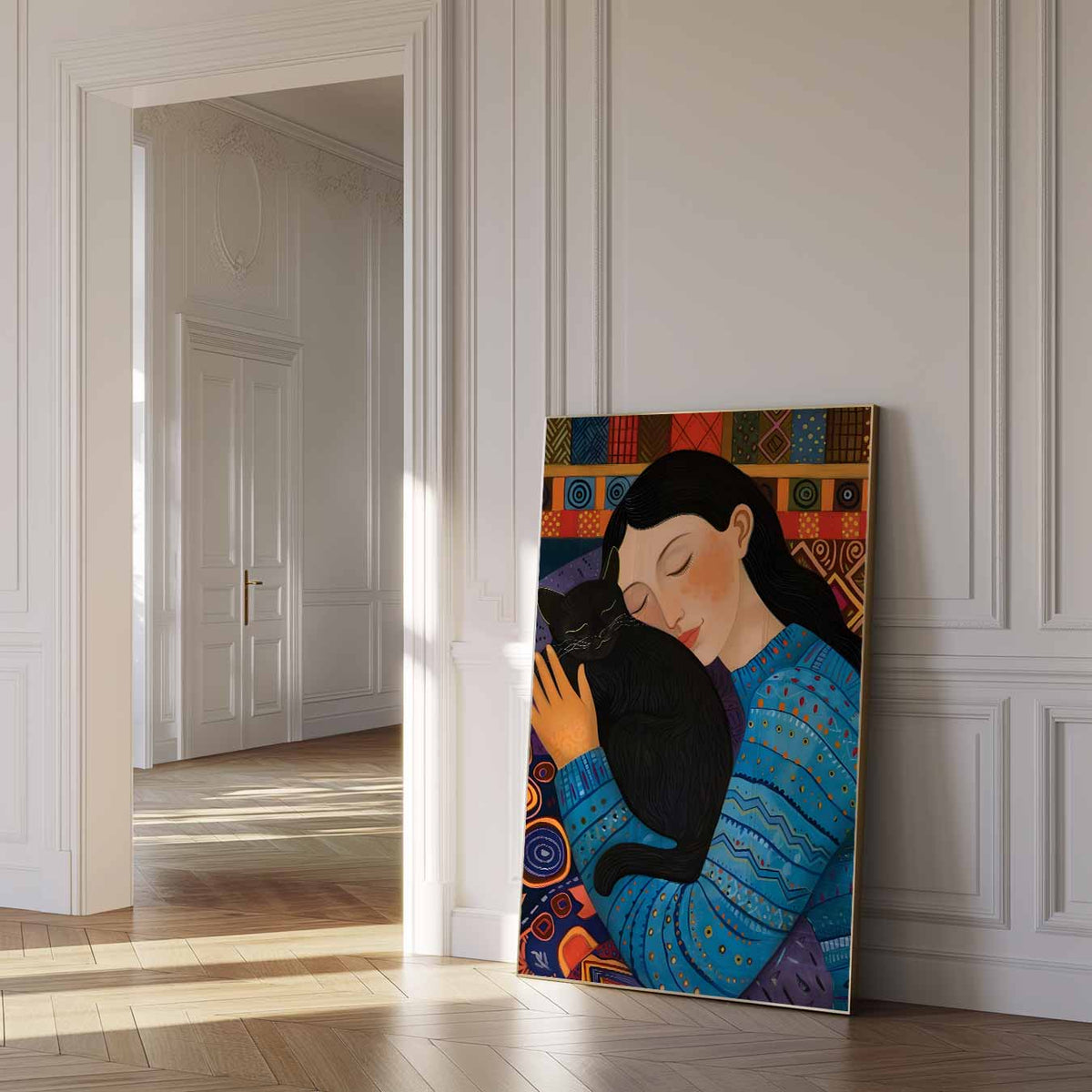 Warme Knuffel met Kat – urban poster in staand formaat