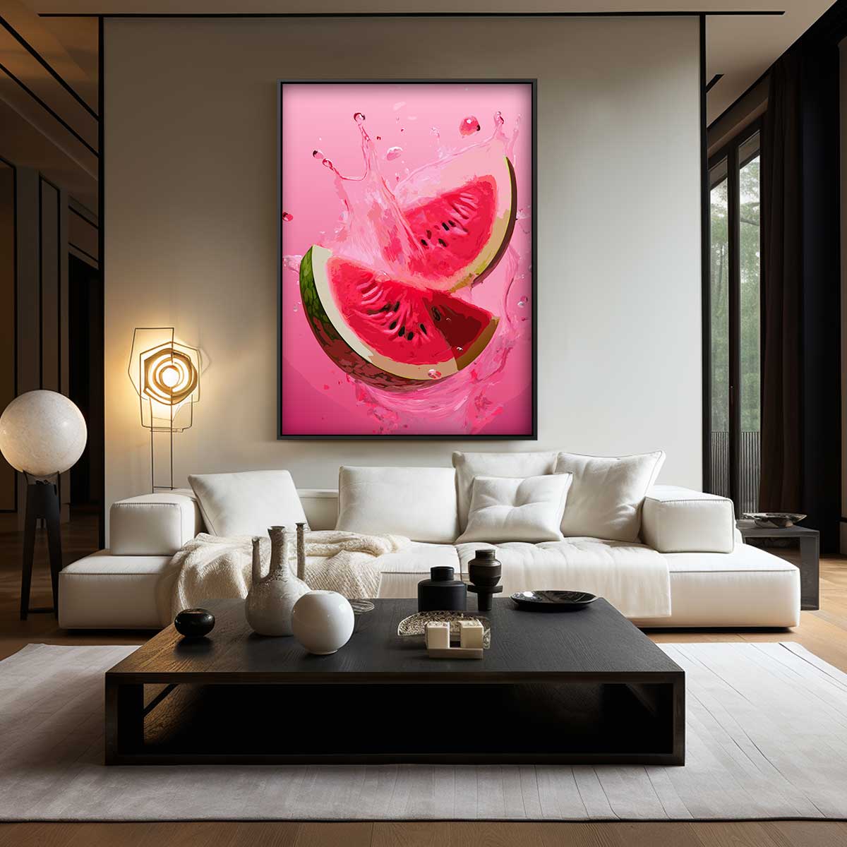 Spetterende Watermeloen Kunstwerk – staand kunstwerk voor modern interieur