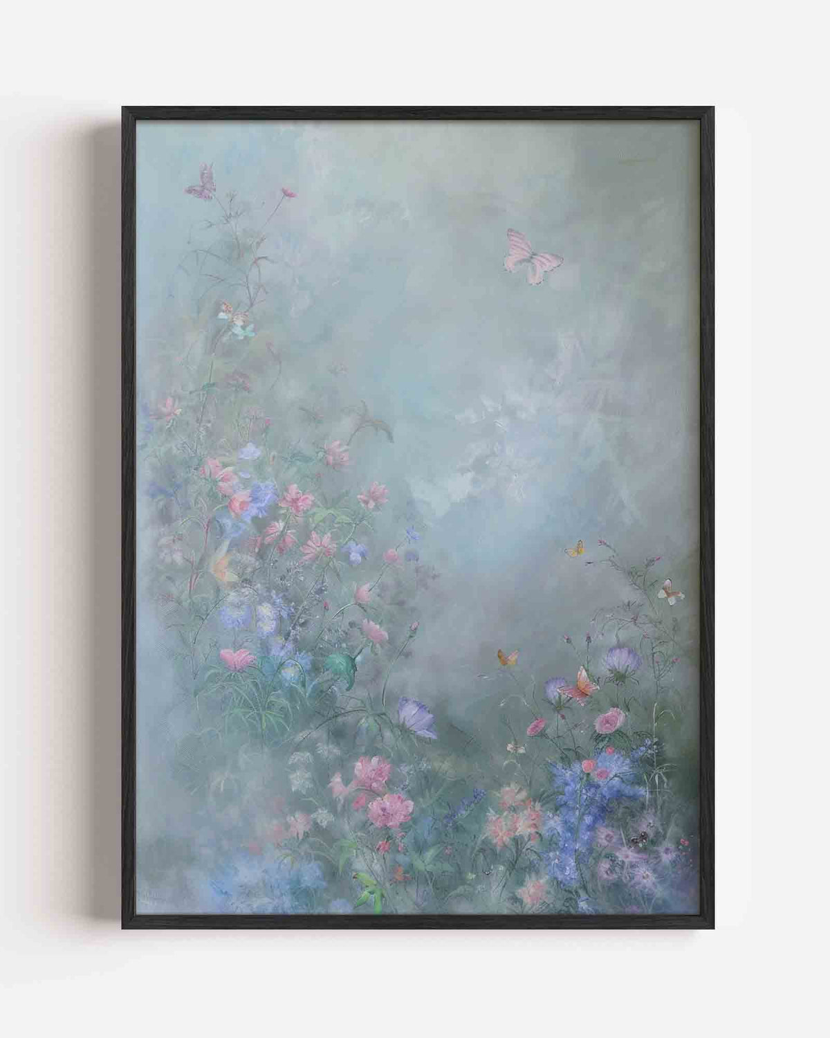 Bloemen en vlinders – kleurrijke abstracte portret poster als wanddecoratie